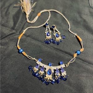 Blue formal jewellery set.